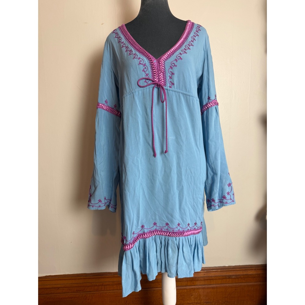 Moda International vintage Y2K Embroidered Boho Ruffle dress indie  Beachy